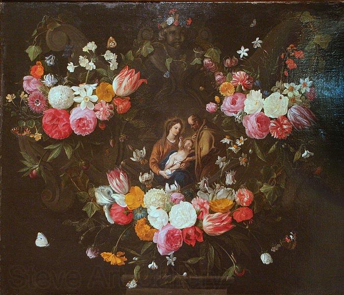 Jan Van Kessel Garland of Flowers with the Holy Family Germany oil painting art